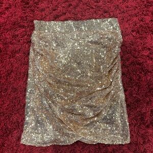 Free People Sparkling Mini Skirt in Silver and Gold